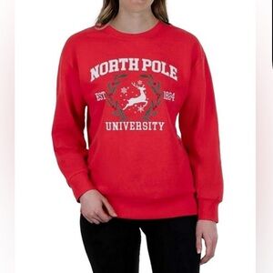 State of Mine Red Sweatshirt Women’s Small North Pole University Christmas NWT